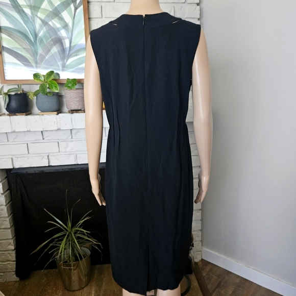 Lida Baday wool dress size 10 black sleeveless cutout sheath midi - Picture 7 of 14